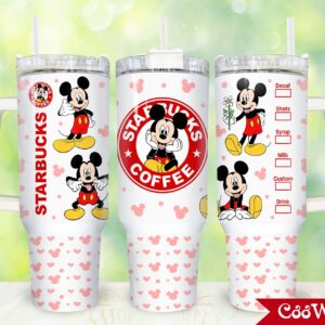 Mickey The Mouse Disney Cartoon Custom Stanley Quencher 40oz Stainless Steel Tumbler With Handle