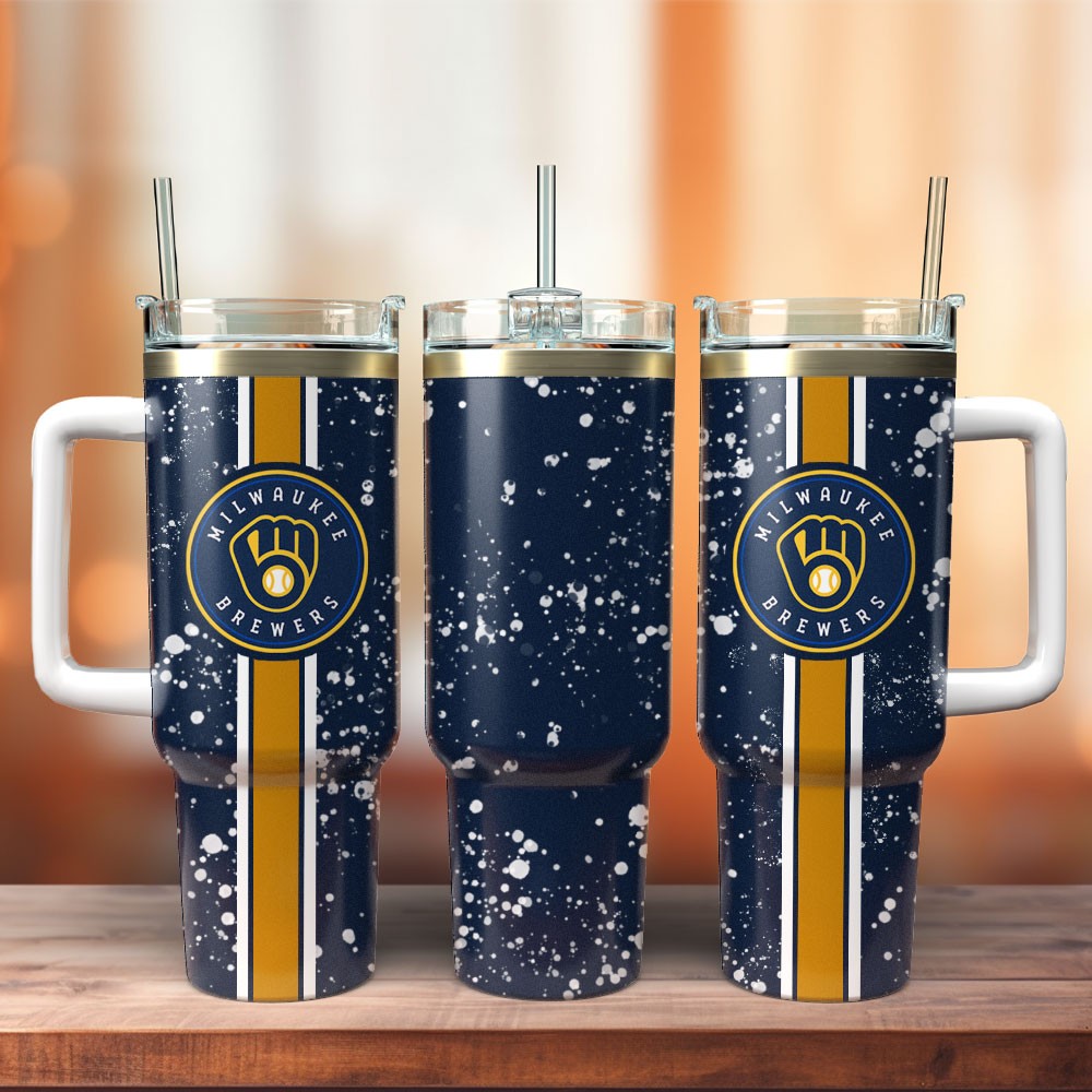 Milwaukee Brewers Baseball MLB Sport Custom Stanley Quencher 40oz Stainless Steel Tumbler With Handle
