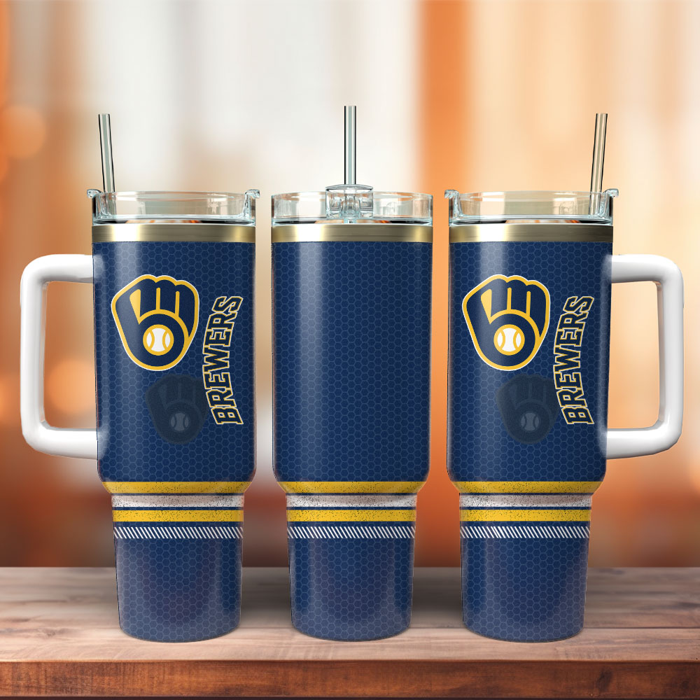 Milwaukee Brewers Baseball MLB Sport Custom Stanley Quencher 40oz Stainless Steel Tumbler With Handle