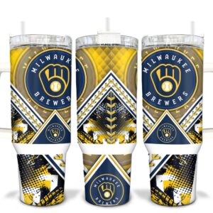 Milwaukee Brewers MLB Custom Stanley Quencher 40oz Stainless Steel Tumbler With Handle
