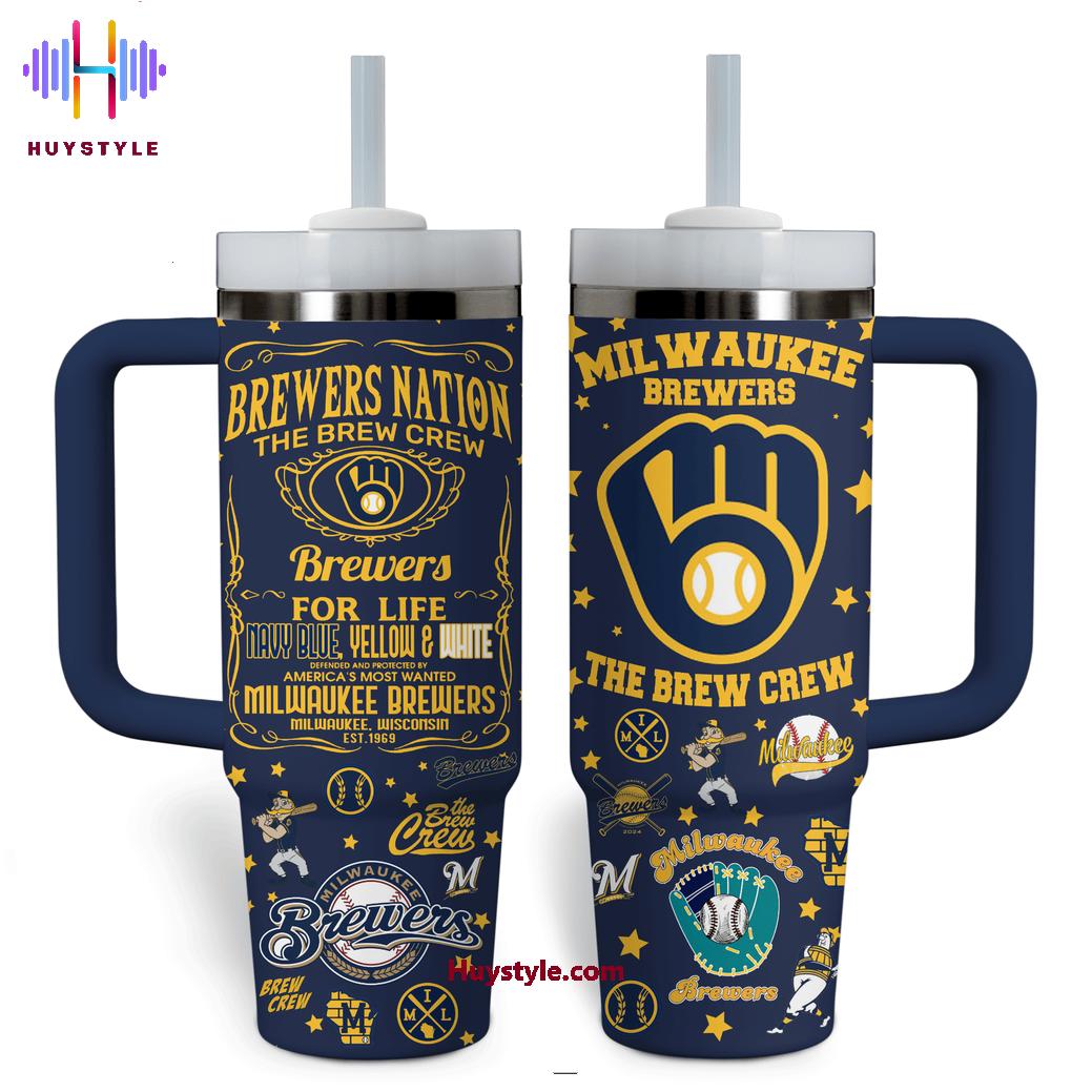 Milwaukee Brewers MLB Custom Stanley Quencher 40oz Stainless Steel Tumbler With Handle