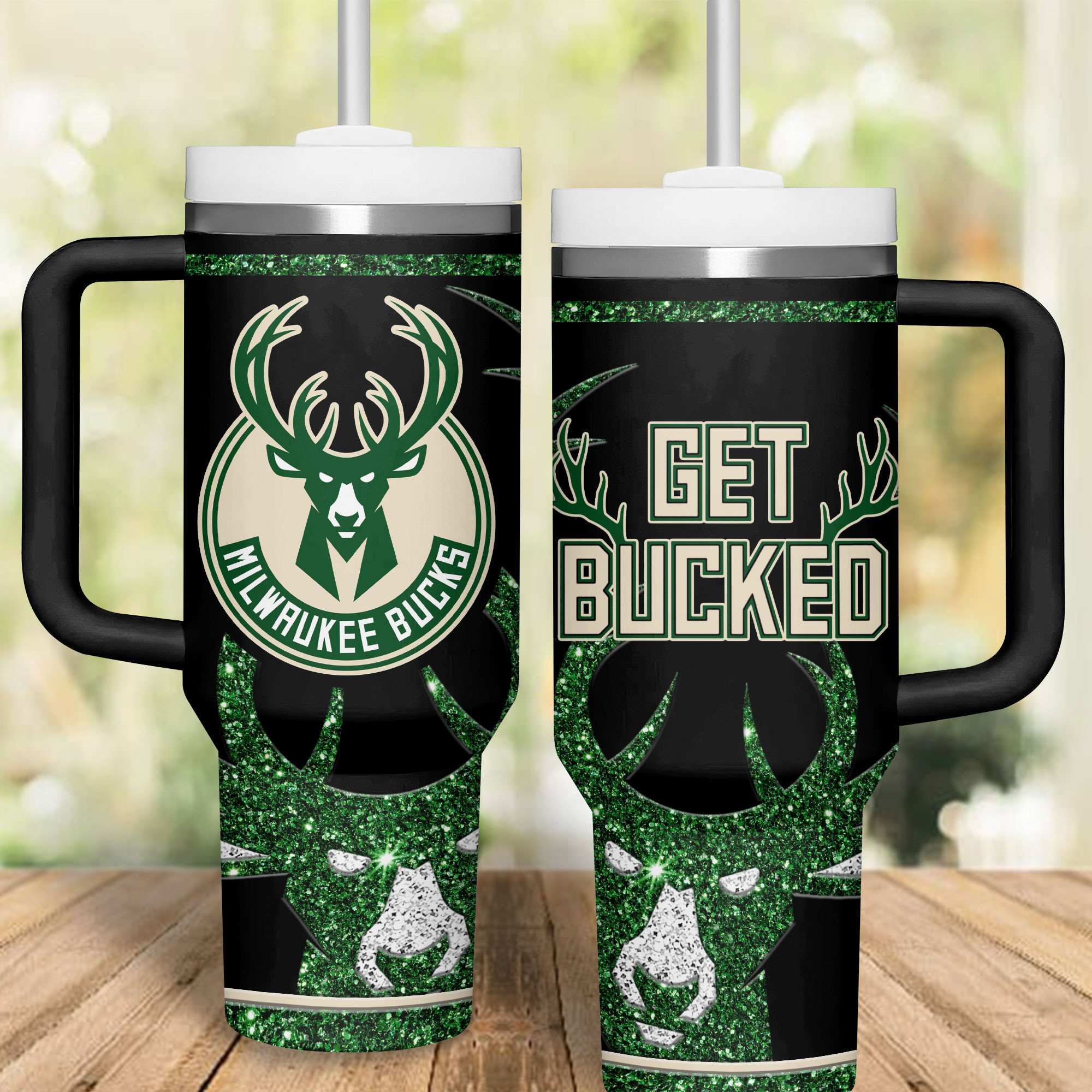Milwaukee Bucks NBA Custom Stanley Quencher 40oz Stainless Steel Tumbler With Handle