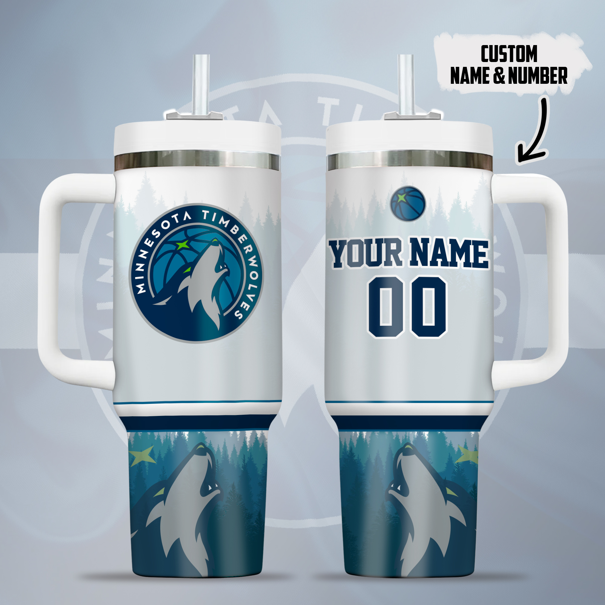 Minnesota Timberwolves NBA Custom Stanley Quencher 40oz Stainless Steel Tumbler With Handle