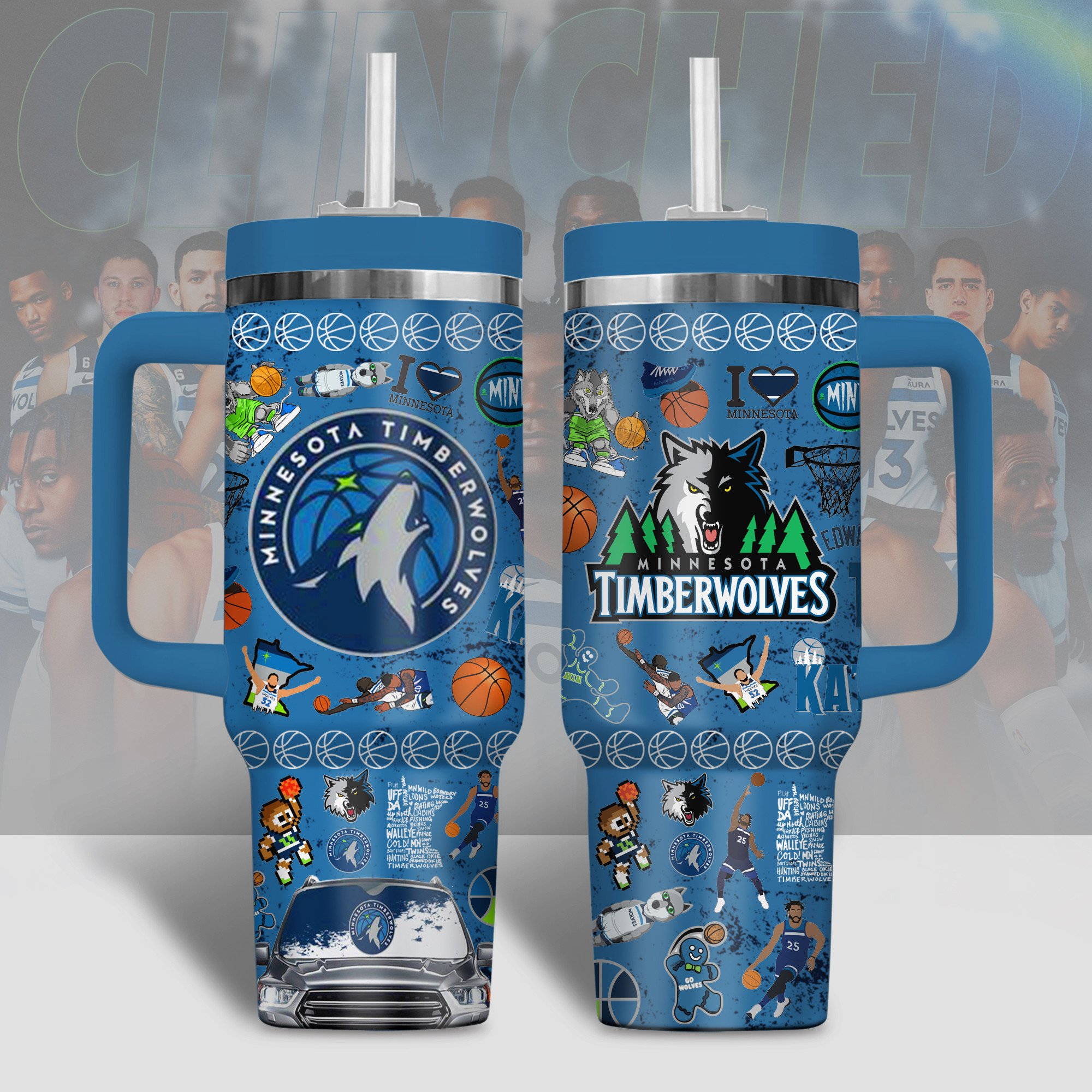 Minnesota Timberwolves NBA Custom Stanley Quencher 40oz Stainless Steel Tumbler With Handle