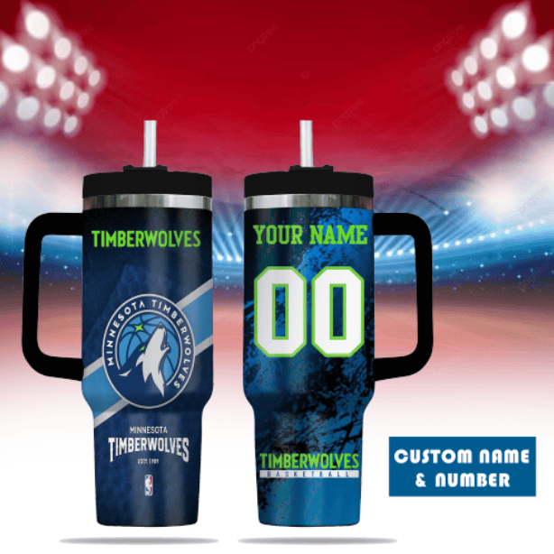 Minnesota Timberwolves NBA Custom Stanley Quencher 40oz Stainless Steel Tumbler With Handle