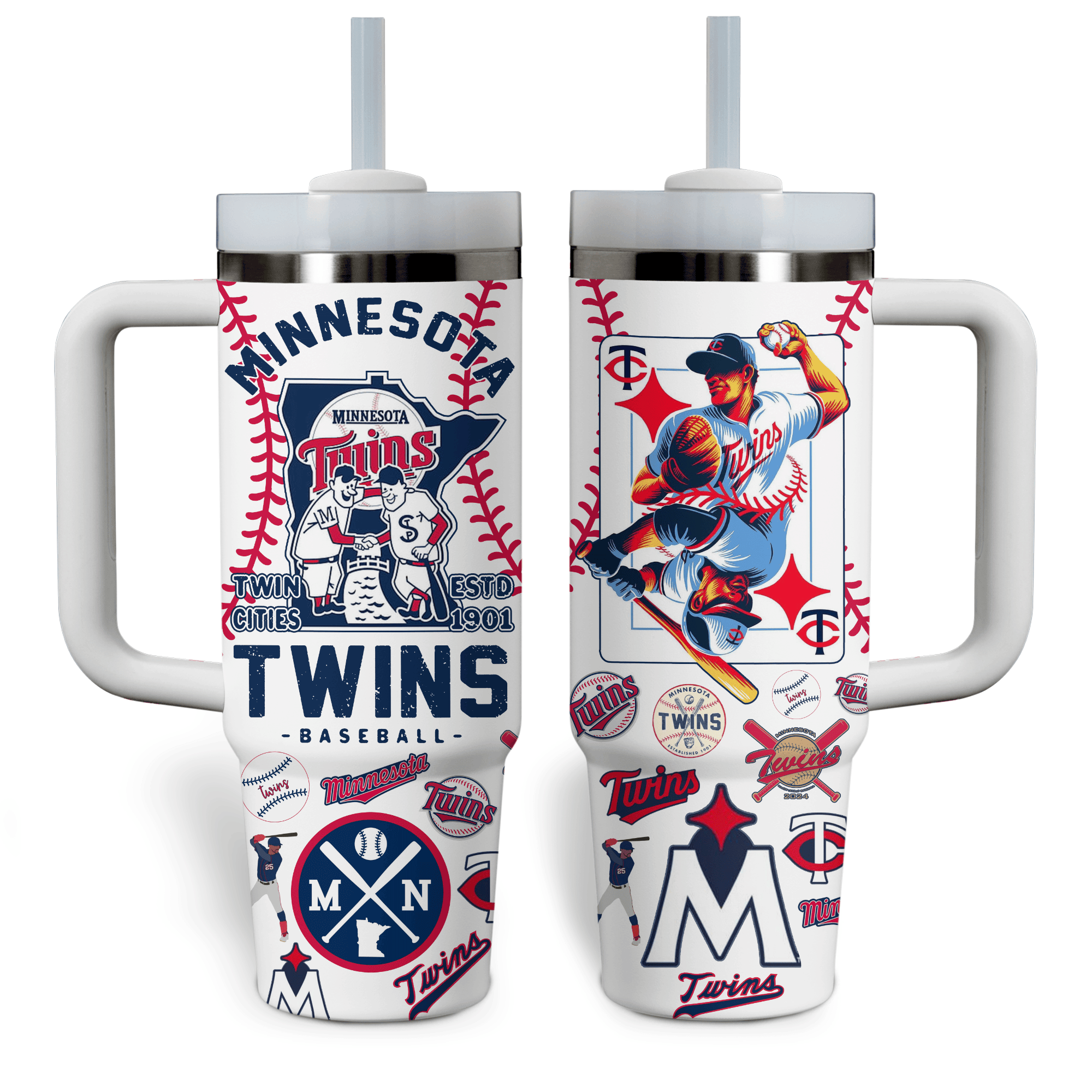 Minnesota Twins MLB Custom Stanley Quencher 40oz Stainless Steel Tumbler With Handle