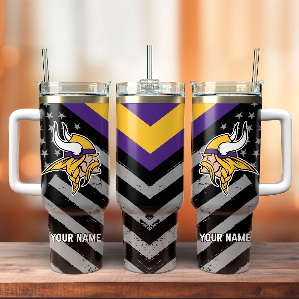 Minnesota Vikings Baseball NFL Sport Custom Stanley Quencher 40oz Stainless Steel Tumbler With Handle