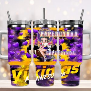 Minnesota Vikings Custom Stanley Quencher 40oz Stainless Steel Tumbler With Handle