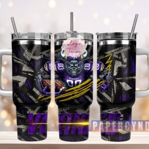Minnesota Vikings Custom Stanley Quencher 40oz Stainless Steel Tumbler With Handle