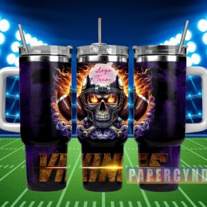 Minnesota Vikings Custom Stanley Quencher 40oz Stainless Steel Tumbler With Handle