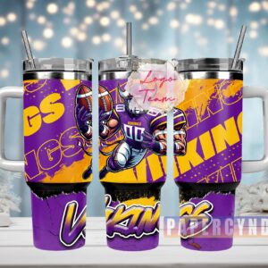 Minnesota Vikings Custom Stanley Quencher 40oz Stainless Steel Tumbler With Handle