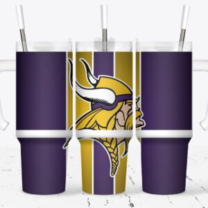 Minnesota Vikings Football NFL Custom Stanley Quencher 40oz Stainless Steel Tumbler With Handle