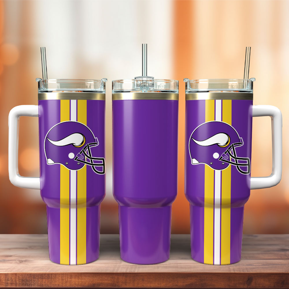 Minnesota Vikings Football NFL Sport Custom Stanley Quencher 40oz Stainless Steel Tumbler With Handle