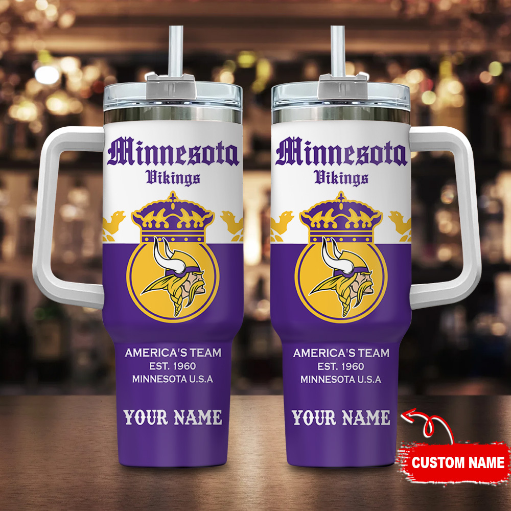 Minnesota Vikings NFL Corona Extra Custom Stanley Quencher 40oz Stainless Steel Tumbler With Handle