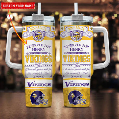 Minnesota Vikings NFL Custom Stanley Quencher 40oz Stainless Steel Tumbler With Handle