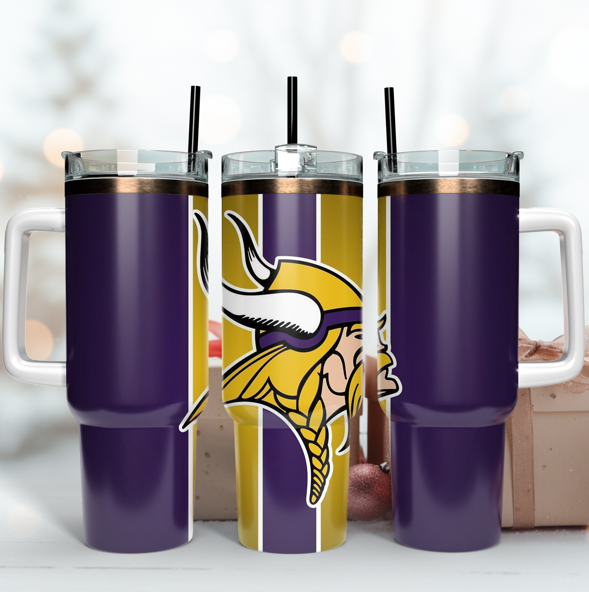 Minnesota Vikings NFL Custom Stanley Quencher 40oz Stainless Steel Tumbler With Handle