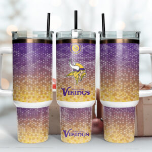 Minnesota Vikings NFL Custom Stanley Quencher 40oz Stainless Steel Tumbler With Handle