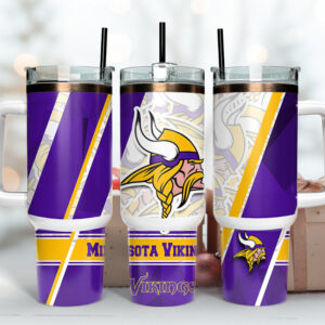 Minnesota Vikings NFL Custom Stanley Quencher 40oz Stainless Steel Tumbler With Handle