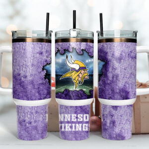Minnesota Vikings NFL Custom Stanley Quencher 40oz Stainless Steel Tumbler With Handle
