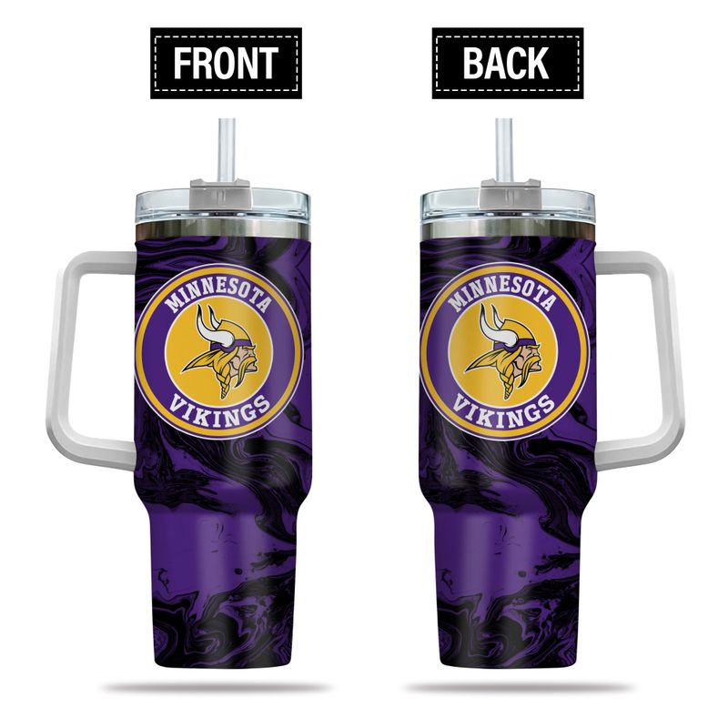 Minnesota Vikings NFL Custom Stanley Quencher 40oz Stainless Steel Tumbler With Handle