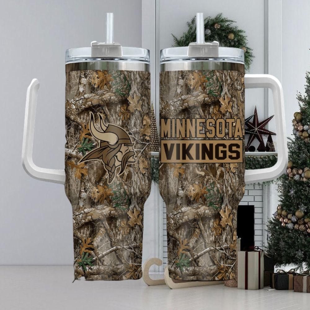 Minnesota Vikings NFL Custom Stanley Quencher 40oz Stainless Steel Tumbler With Handle