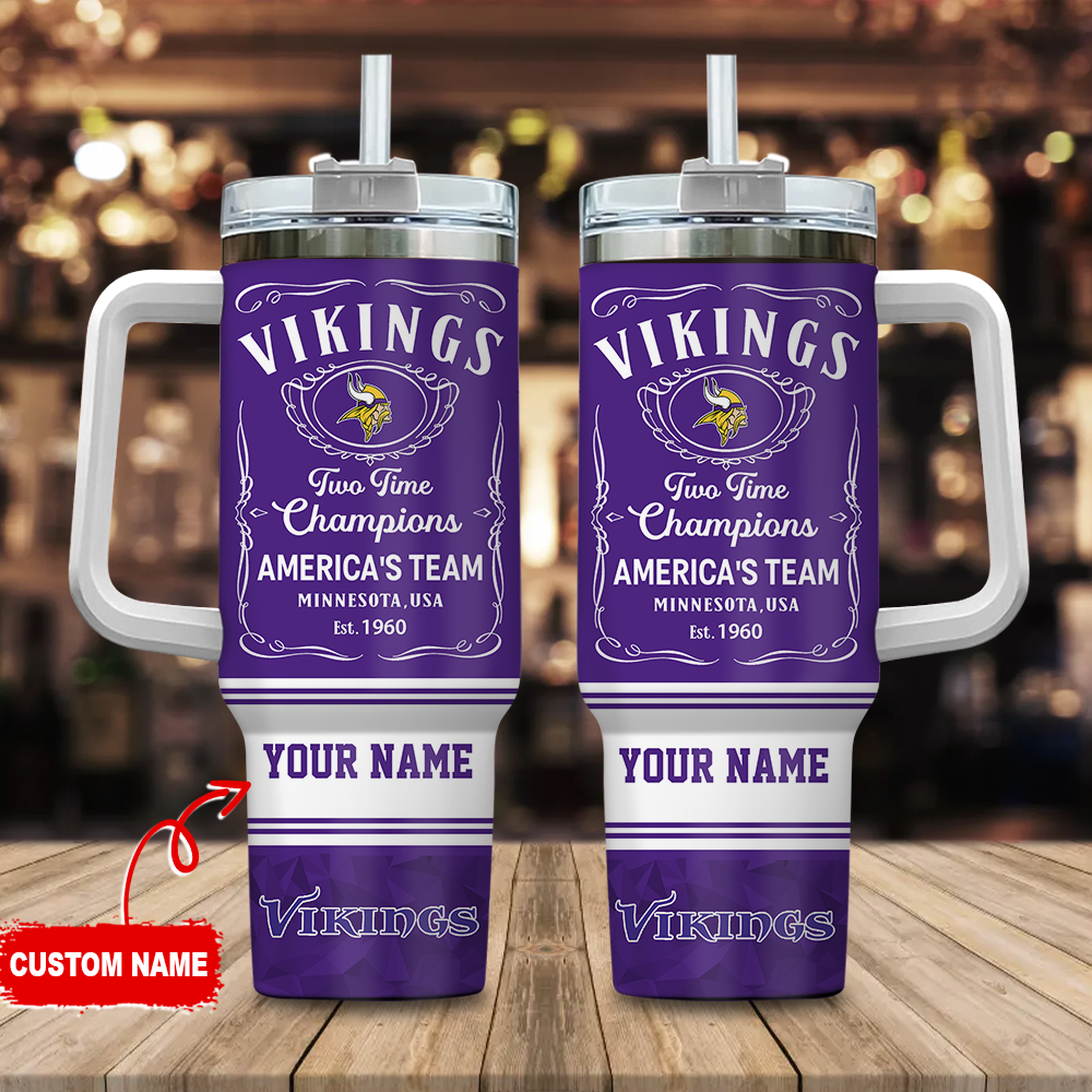 Minnesota Vikings NFL Custom Stanley Quencher 40oz Stainless Steel Tumbler With Handle