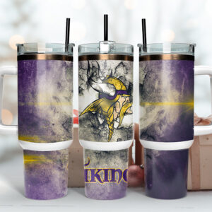 Minnesota Vikings NFL Custom Stanley Quencher 40oz Stainless Steel Tumbler With Handle