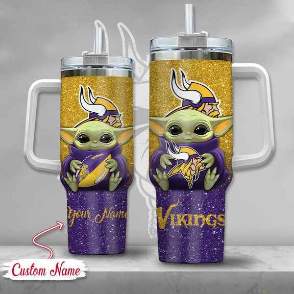 Minnesota Vikings NFL Custom Stanley Quencher 40oz Stainless Steel Tumbler With Handle
