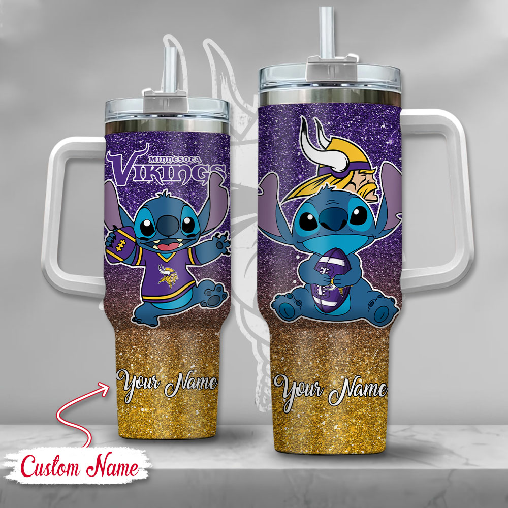 Minnesota Vikings NFL Custom Stanley Quencher 40oz Stainless Steel Tumbler With Handle
