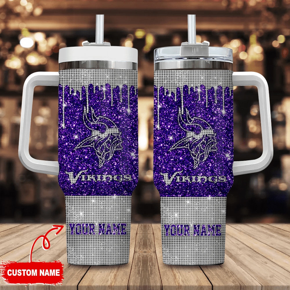Minnesota Vikings NFL Custom Stanley Quencher 40oz Stainless Steel Tumbler With Handle