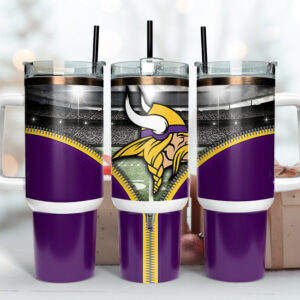 Minnesota Vikings NFL Custom Stanley Quencher 40oz Stainless Steel Tumbler With Handle