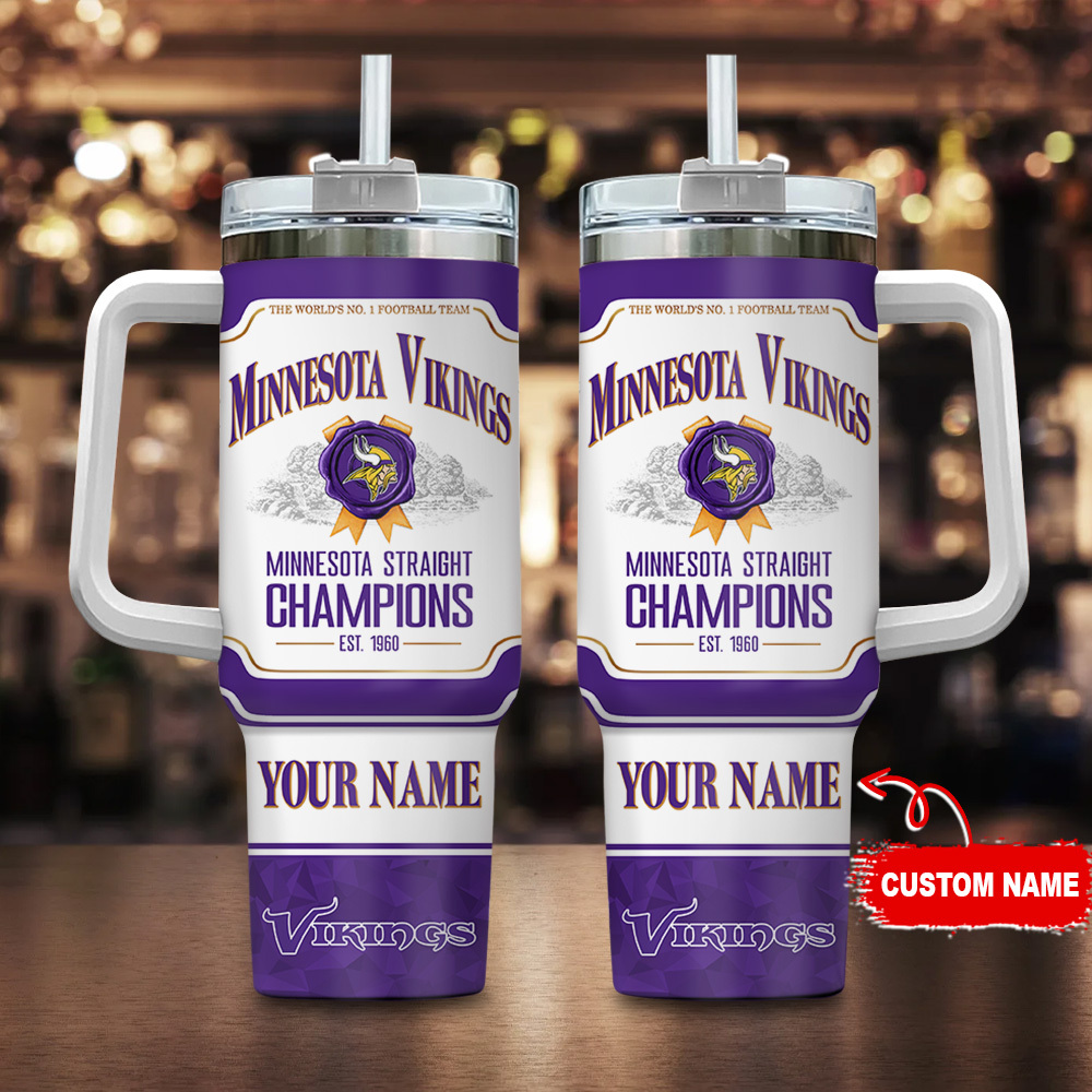 Minnesota Vikings NFL Jim Beam Custom Stanley Quencher 40oz Stainless Steel Tumbler With Handle