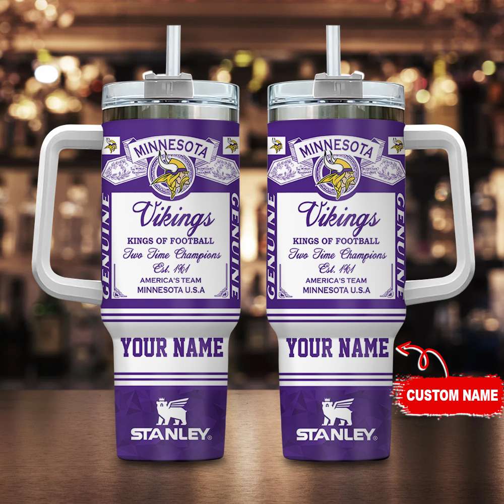 Minnesota Vikings NFL Kings Of Football Custom Stanley Quencher 40oz Stainless Steel Tumbler With Handle