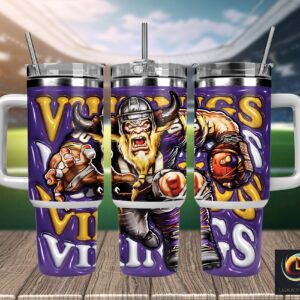 Minnesota Vikings NFL Mascot Custom Stanley Quencher 40oz Stainless Steel Tumbler With Handle