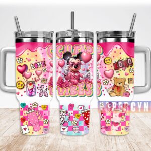 Minnie The Mouse Custom Stanley Quencher 40oz Stainless Steel Tumbler With Handle