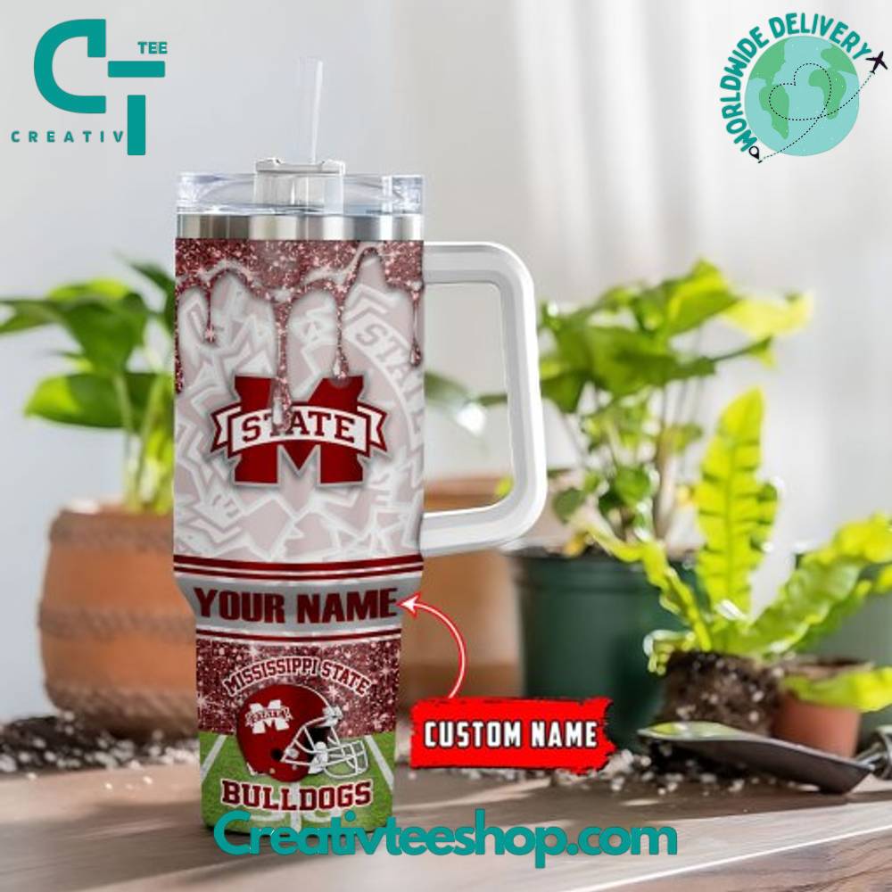 Mississippi State Bulldogs NCAA Custom Stanley Quencher 40oz Stainless Steel Tumbler With Handle