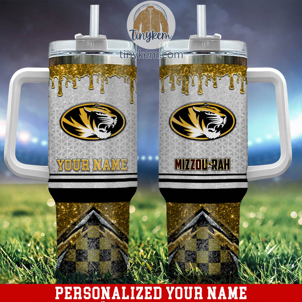 Missouri Tigers Glitter NCAA Custom Stanley Quencher 40oz Stainless Steel Tumbler With Handle