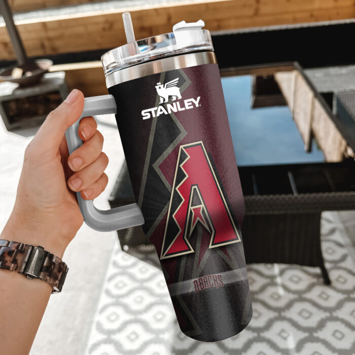MLB Arizona Diamondbacks Custom Stanley Quencher 40oz Stainless Steel Tumbler With Handle