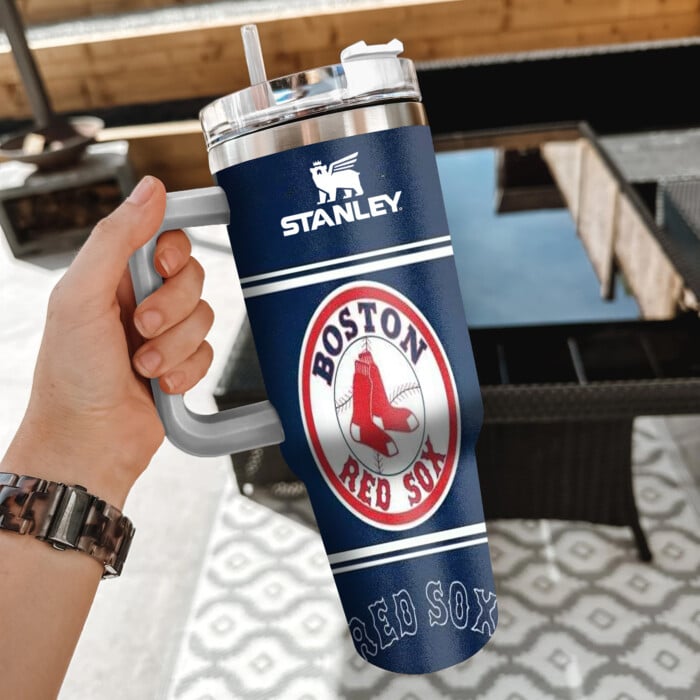 MLB Boston Red Sox Custom Stanley Quencher 40oz Stainless Steel Tumbler With Handle