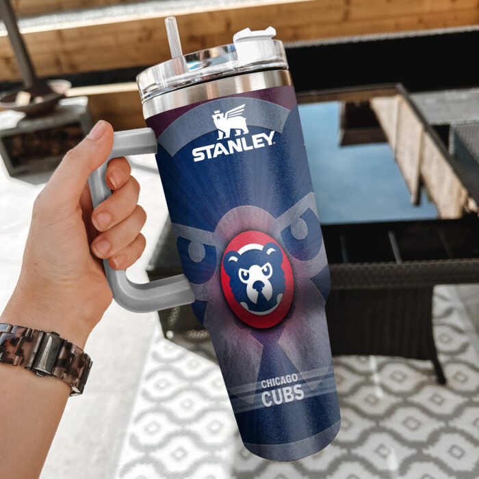 MLB Chicago Cubs Custom Stanley Quencher 40oz Stainless Steel Tumbler With Handle