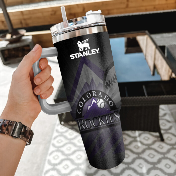 MLB Colorado Rockies Custom Stanley Quencher 40oz Stainless Steel Tumbler With Handle