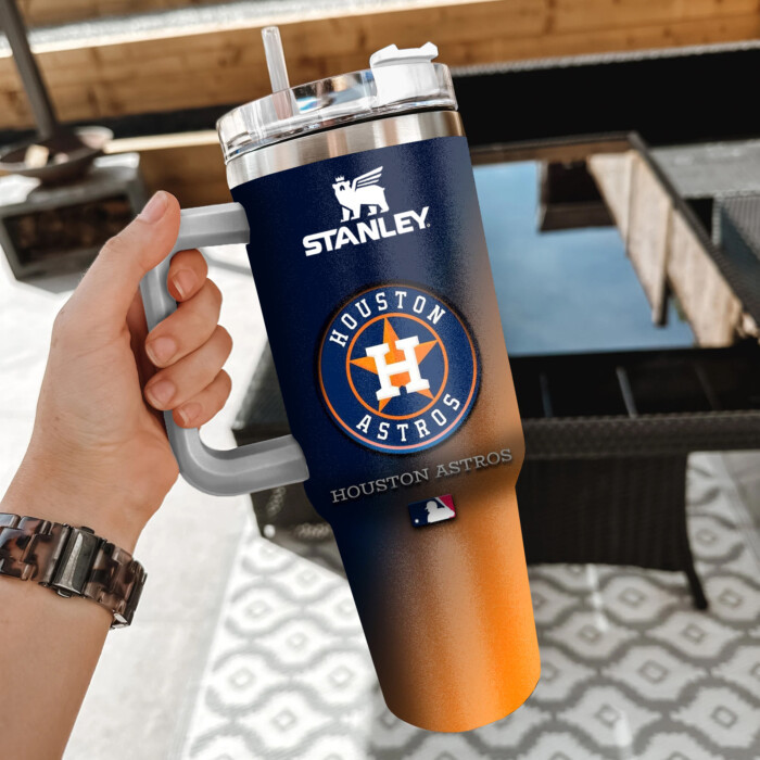 MLB Houston Astros Custom Stanley Quencher 40oz Stainless Steel Tumbler With Handle