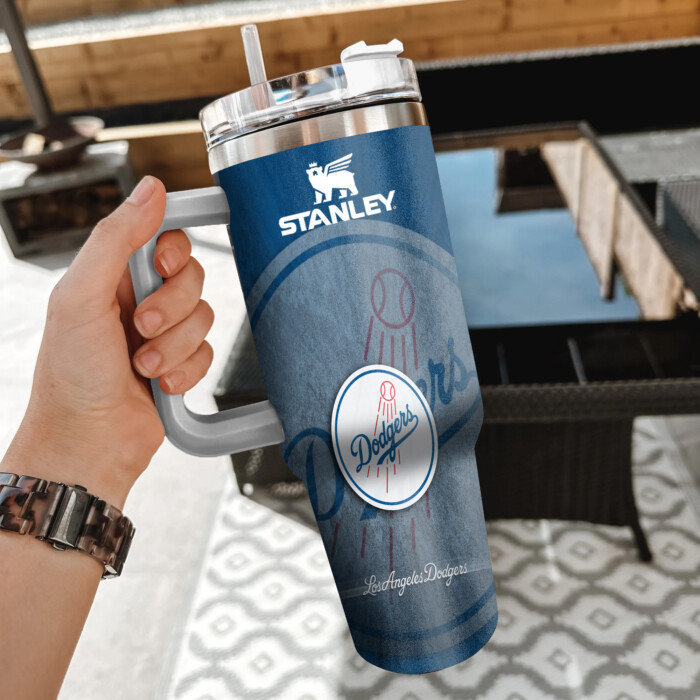 MLB Los Angeles Dodgers Custom Stanley Quencher 40oz Stainless Steel Tumbler With Handle