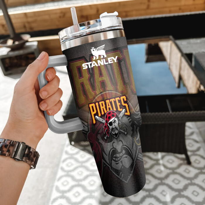 MLB Pittsburgh Pirates Custom Stanley Quencher 40oz Stainless Steel Tumbler With Handle