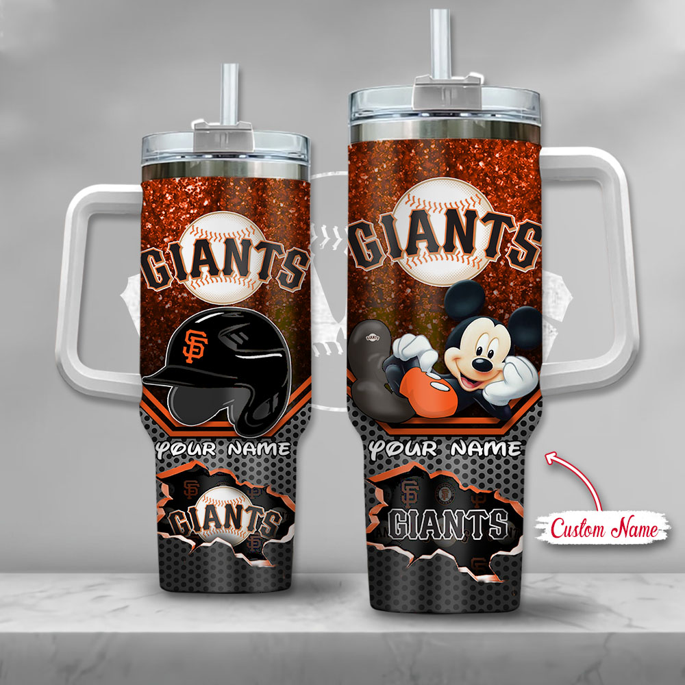 MLB San Francisco Giants Mickey Mouse Custom Stanley Quencher 40oz Stainless Steel Tumbler With Handle