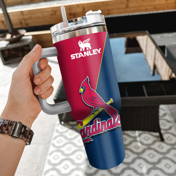 MLB St Louis Cardinals Custom Stanley Quencher 40oz Stainless Steel Tumbler With Handle