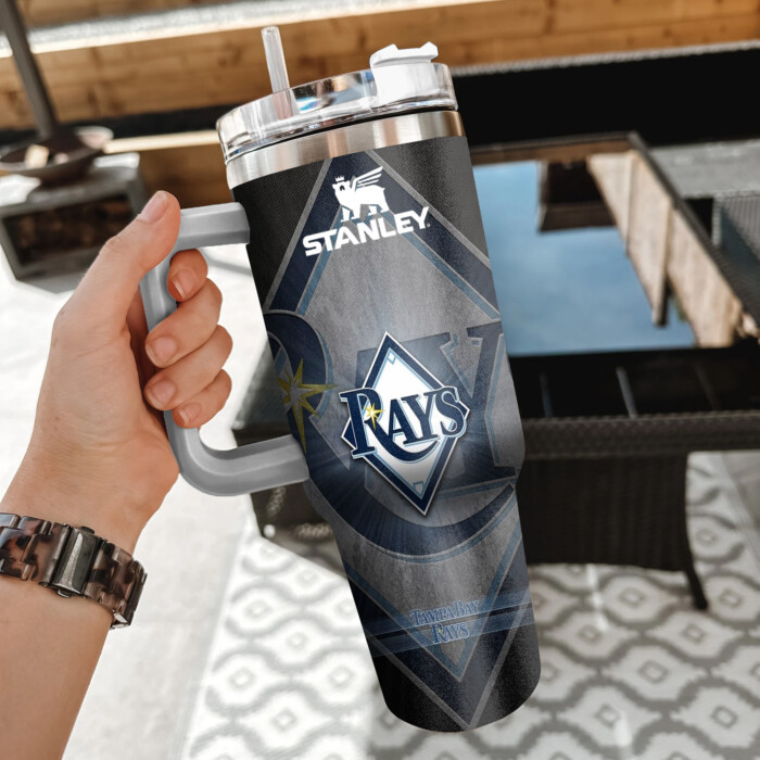 MLB Tampa Bay Rays Custom Stanley Quencher 40oz Stainless Steel Tumbler With Handle