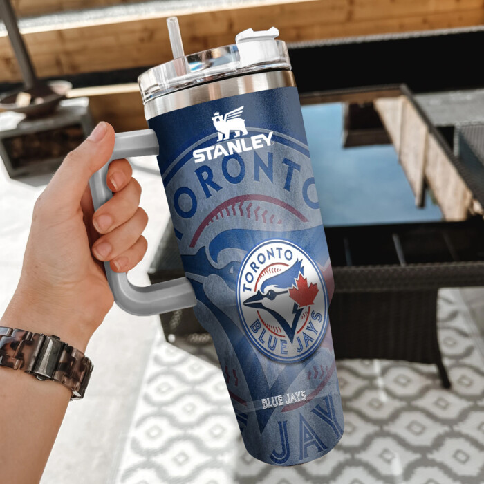 MLB Toronto Blue Jays Custom Stanley Quencher 40oz Stainless Steel Tumbler With Handle