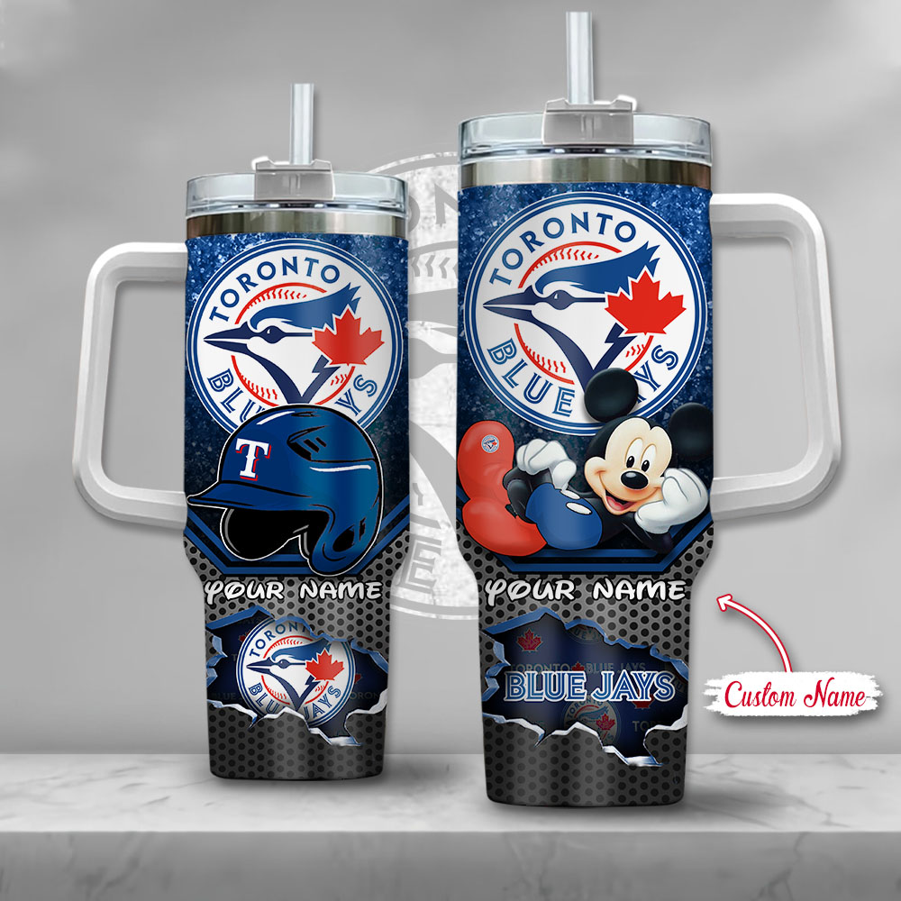 MLB Toronto Blue Jays Mickey Mouse Custom Stanley Quencher 40oz Stainless Steel Tumbler With Handle