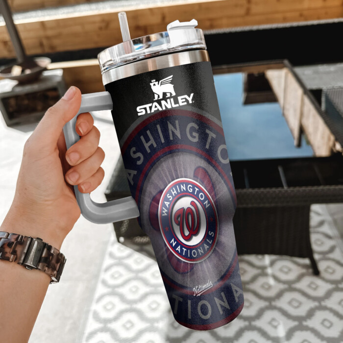 MLB Washington Nationals Custom Stanley Quencher 40oz Stainless Steel Tumbler With Handle